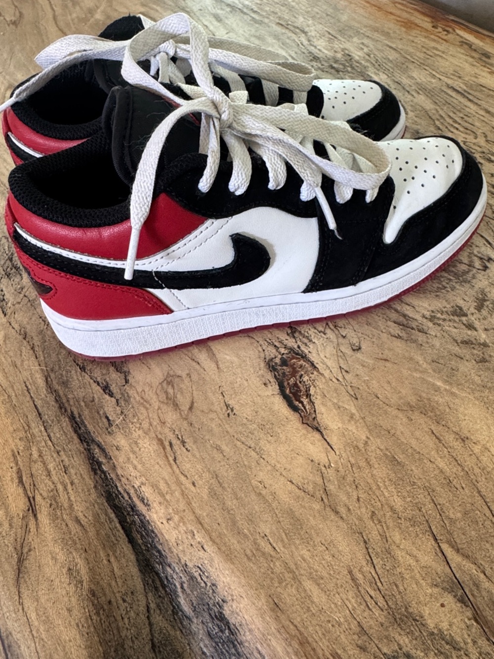 Nike Jordan low big Kids Red Black White Low-Top Sneakers 3.5